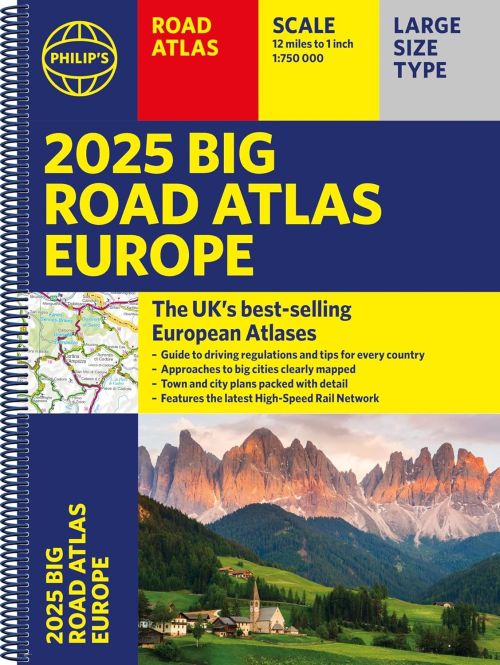 2025 Philip's Big Road Atlas of Europe (A3 with spiral)