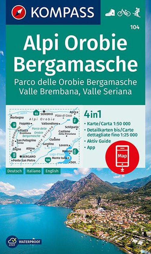 Alpi Orobie Bergamasche, Kompass Wanderkarte 104