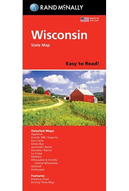 Wisconsin State Map, Rand McNally Easy to Read!