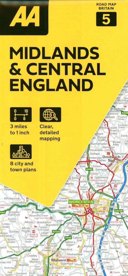 AA Road Map Britain 5: Midlands & Central England
