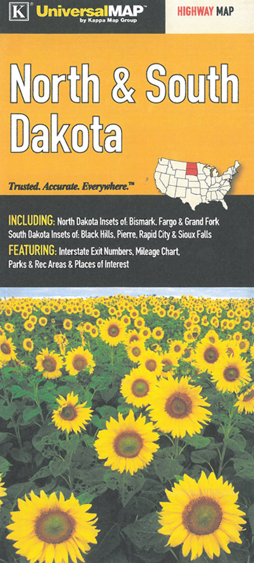 North & South Dakota Highway Map, UniversalMap