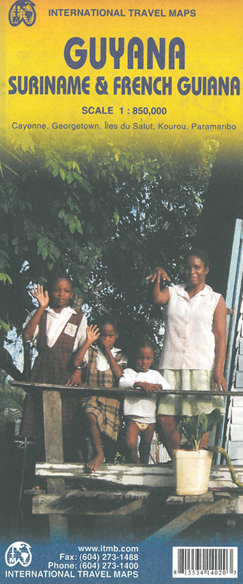 Guyana, Suriname & French Guiana, International Travel Map