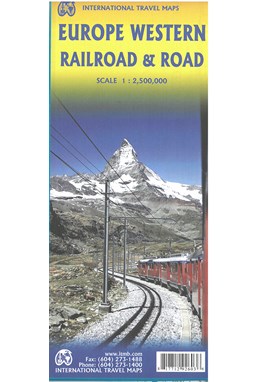 Europe Western: Railroad & Road, International Travel Map