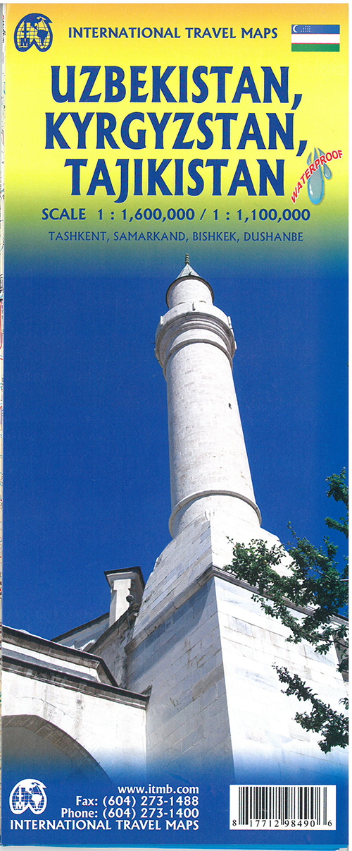 Uzbekistan, Kyrgyzstan & Tajikistan, International Travel Map