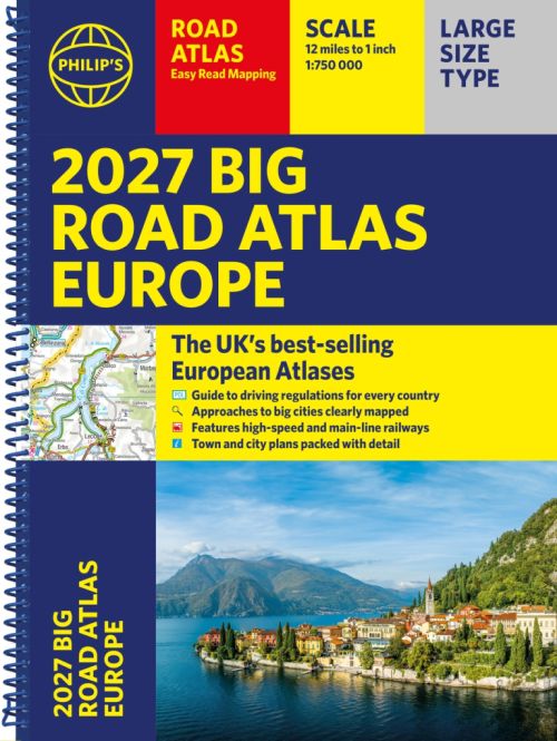 2027 Philip's Big Road Atlas of Europe (A3 with spiral)