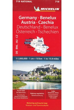 Germany, Benelux, Austria, Czech Republic, Michelin National Map 719