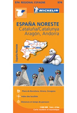Michelin Spain Blad 574: North East Spain: Aragon, Cataluna/Catalunya, Andorra 1:400.000