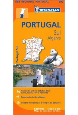 Michelin Portugal Blad 593: Portugal South, Algarve 1:300.000