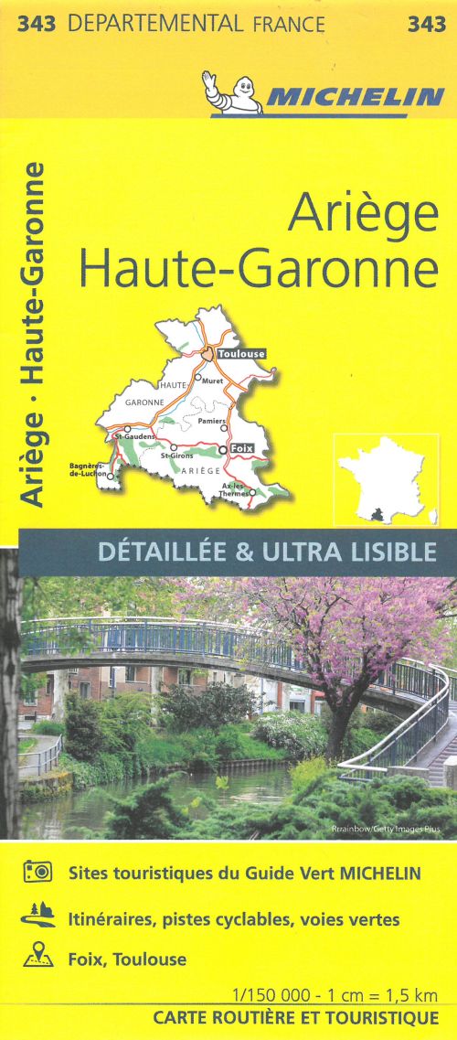 France blad 343: Ariege, Haute Garonne 1:150.000