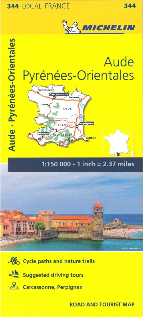 France blad 344: Aude, Pyrenees Orientales 1:150.000