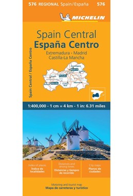 Michelin Spain Blad 576: Center Spain - Extremadura, Castilla - La Mancha, Madrid