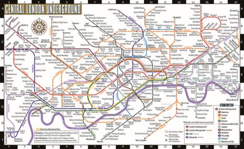 London Underground Map Streetwise - Laminated Map of the London Underground, England: City Plan