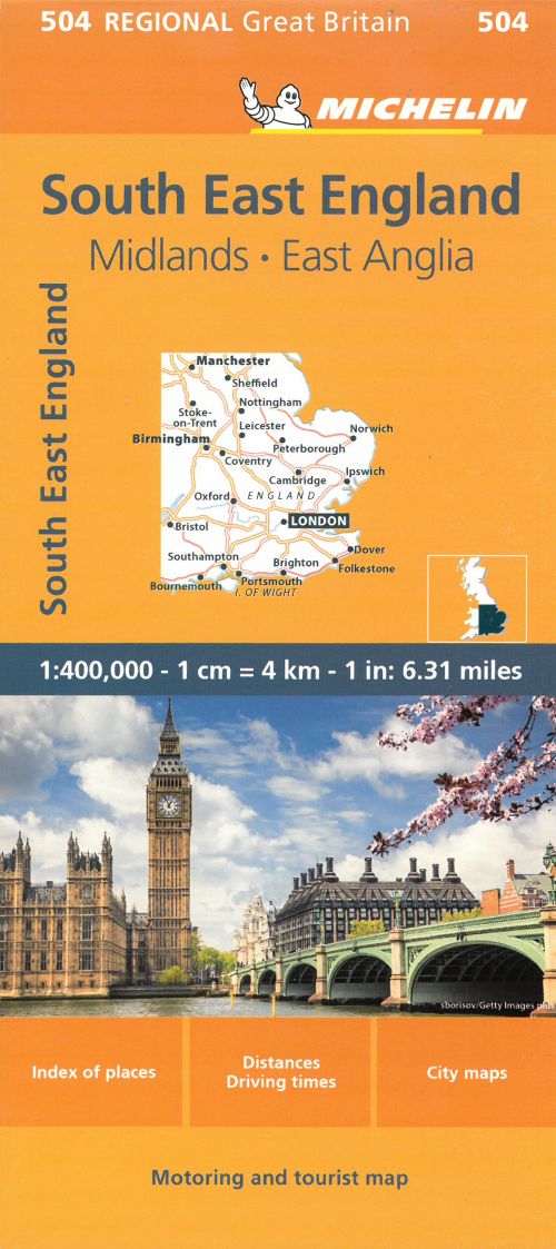 Michelin Great Britain Blad 504: South East England, The Midlands, East Anglia