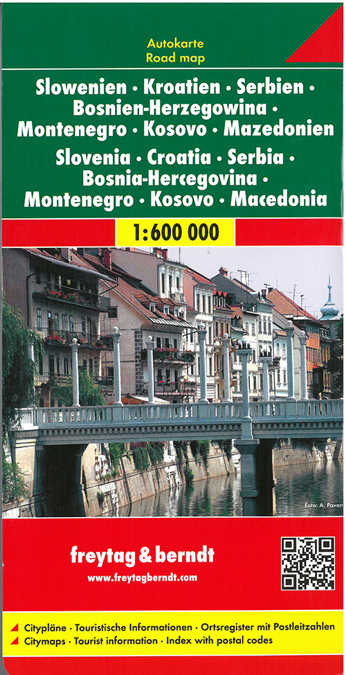 Slovenia - Croatia - Serbia -Bosnia - Hercegovina - Montenegro - Macedonia, Freytag & Berndt Road Map