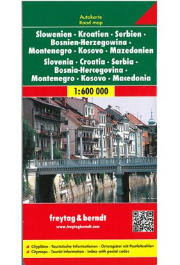 Slovenia - Croatia - Serbia -Bosnia - Hercegovina - Montenegro - Macedonia, Freytag & Berndt Road Map