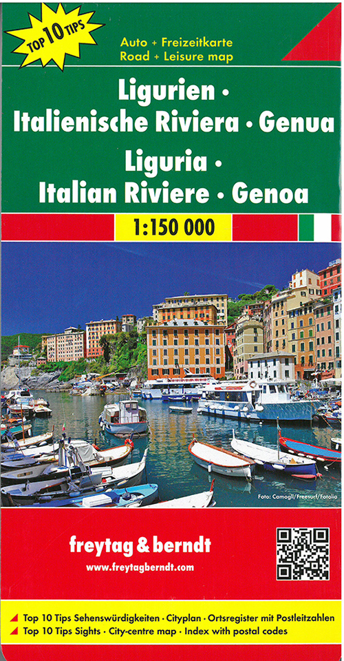 Liguria, Italian Riviera, Genoa, Freytag & Berndt Road + Leisure Map