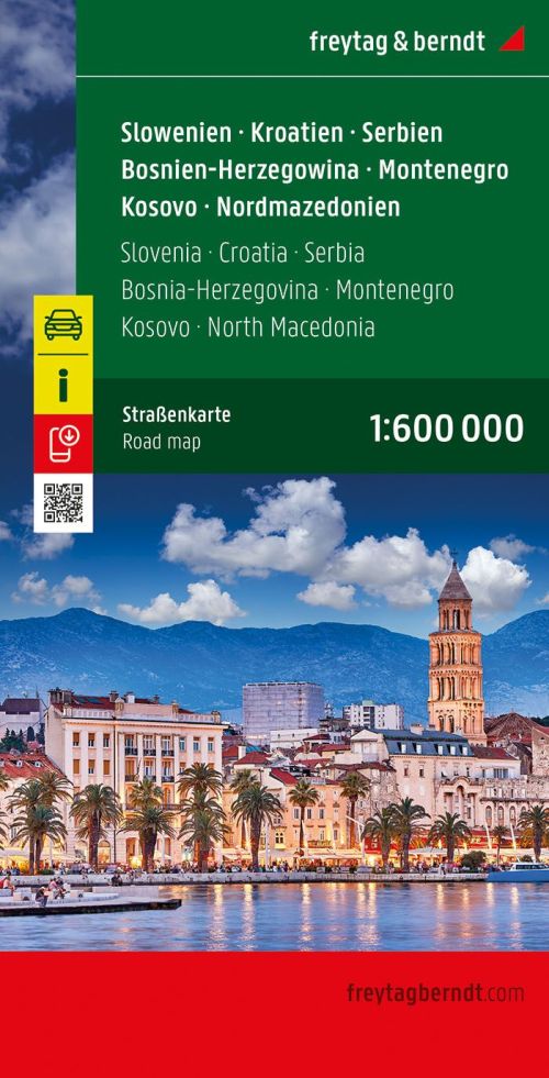 Slovenia - Croatia - Serbia -Bosnia-Hercegovina - Montenegro - Kosovo - North Macedonia, Freytag & Berndt Road Map