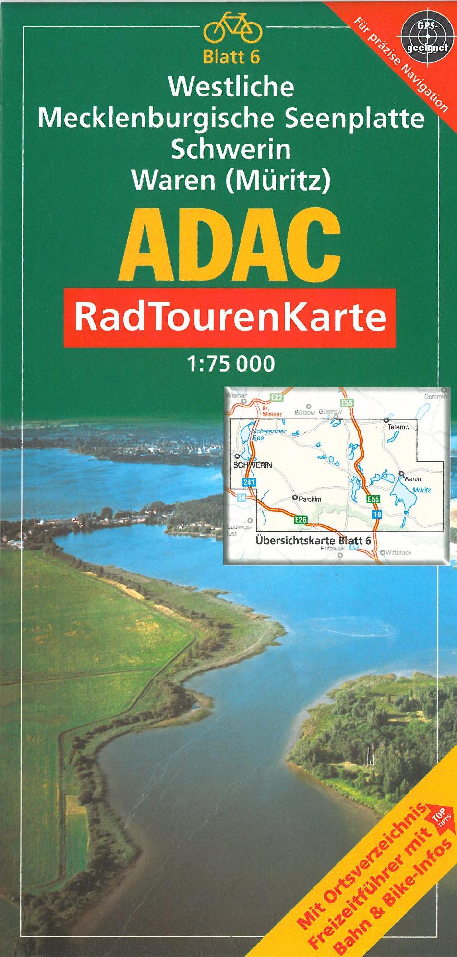 Westliche Mecklenburgische Seenplatte, Schwerin, Waren (Müritz), ADAC Radtourenkarte 6 1:75.000