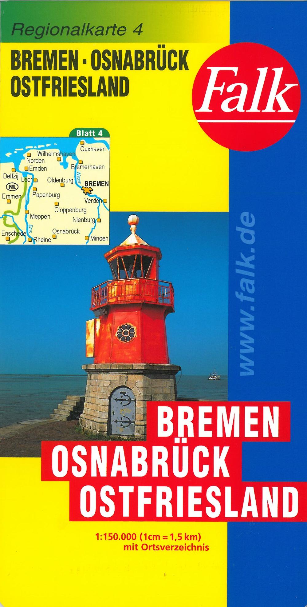 Falk Regionalkarten Deutschland Blad 4: Bremen / Osnabrück / Ostfriesland