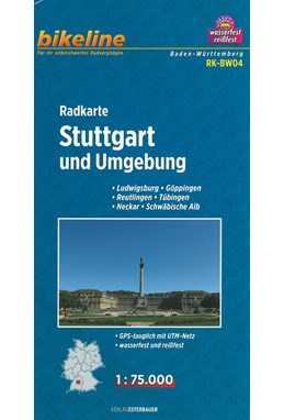 Stuttgart und Umgebung: Ludwigsburg, Göppingen, Reutlingen, Tübingen, Neckar, Schwäbische Alb, Bikeline Radkarte