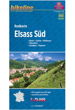 Elsass Süd, Radkarte: Basel, Colmar, Mulhouse, Oberrhein, Sundgau, Vogesen, Blad 403