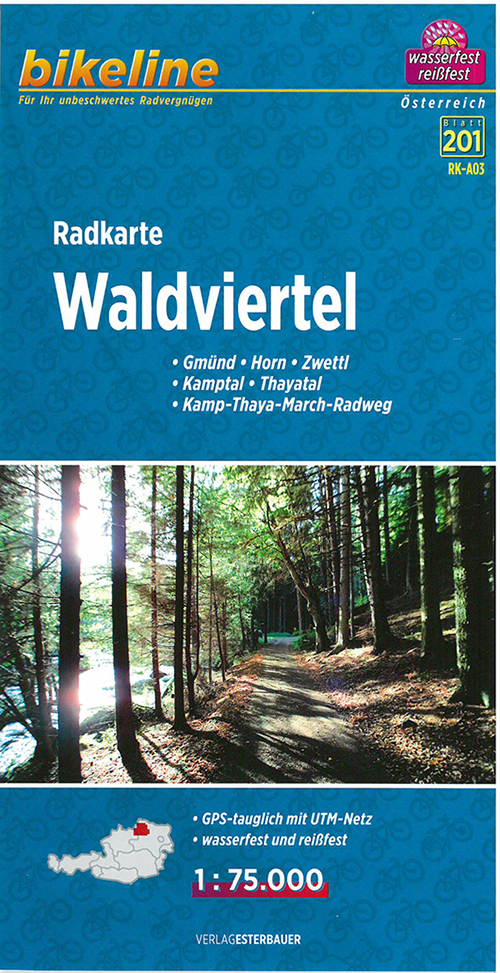 Waldviertel Radkarte: Gemünd, Horn, Zwettl, Kamptal, Thayatal, Mamp-Thaya-March-Radweg
