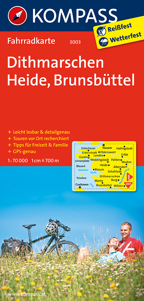 Kompass Fahrradkarte 3003: Dithmarschen, Heide, Brunsbüttel