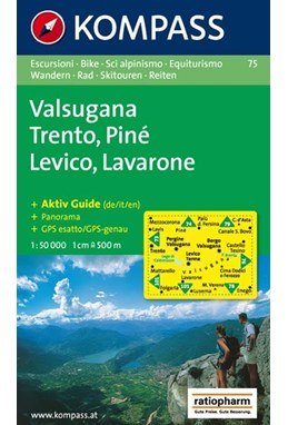 Valsugana - Trento - Pine - Levico - Lavarone, Kompass Wanderkarte 75