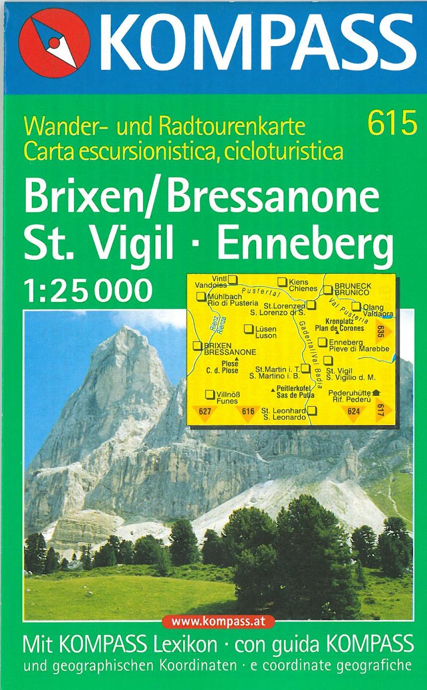 Brixen-Bressanone-St. Vigil, Kompass Wanderkarte 615 1:50 000