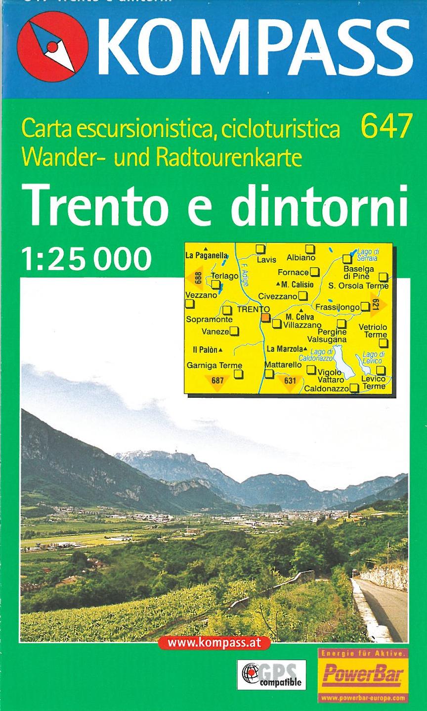 Trento und Umgebung/Trentino e dintorni, Kompass Wanderkarte 647 1:25 0