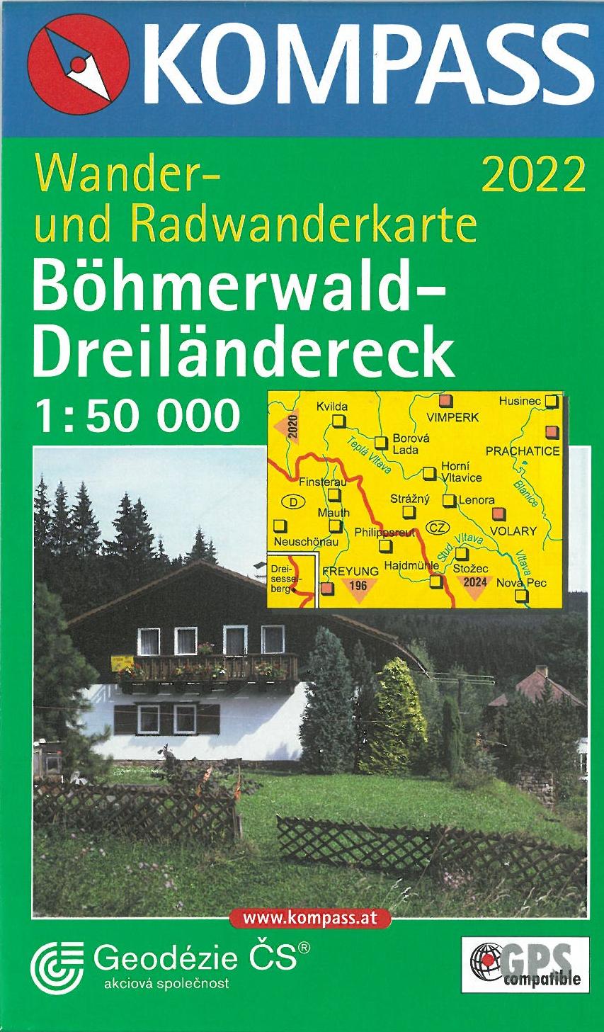Böhmerwald-Dreiländereck, Kompass Wander- u. Radwanderkarte 2022 1:50 000