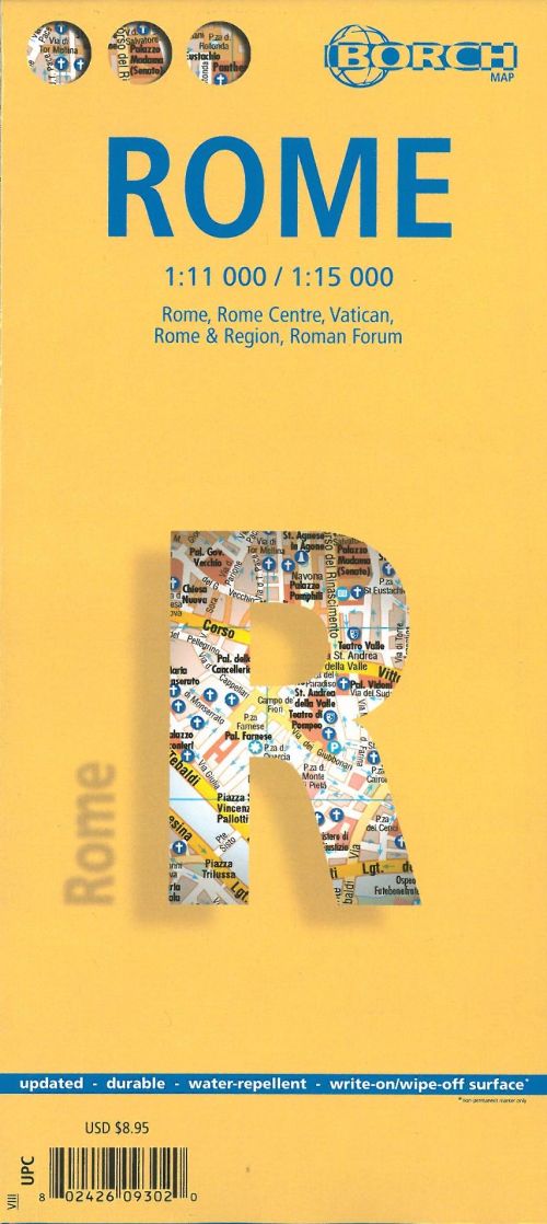 Rome (lamineret), Borch City Map 1:11.000/1:15.000