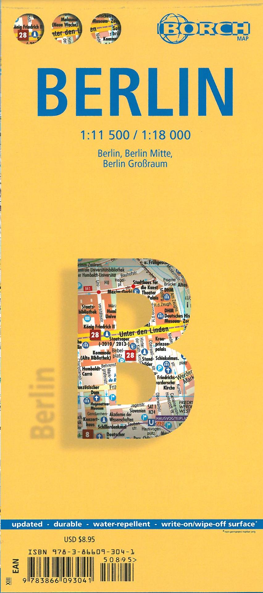 Berlin (lamineret), Borch Map 1:11.500/18.000