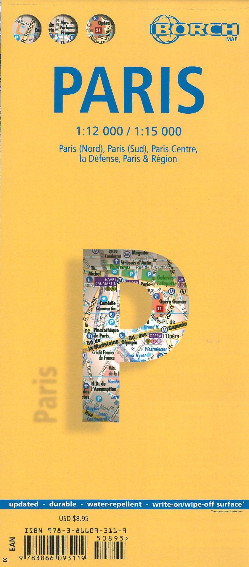 Paris (lamineret), Borch City Map 1:12.000/1:15.000