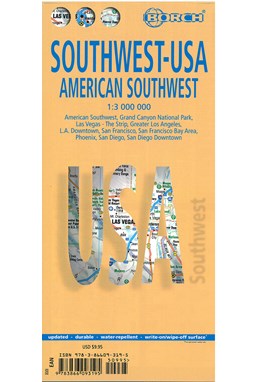 Southwest USA, Borch Map (lamineret) 1:3 mill.