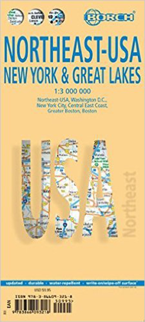 Northeast USA, Borch  Map (lamineret) 1:3 mill.