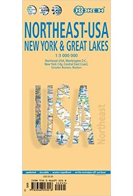 Northeast USA, Borch  Map (lamineret) 1:3 mill.