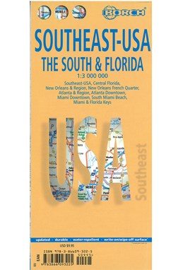 Southeast USA: The South & Florida, Borch Map (lamineret) 1:3 mill.