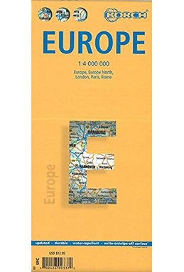 Europe (lamineret), Borch Map 1:4 mill.