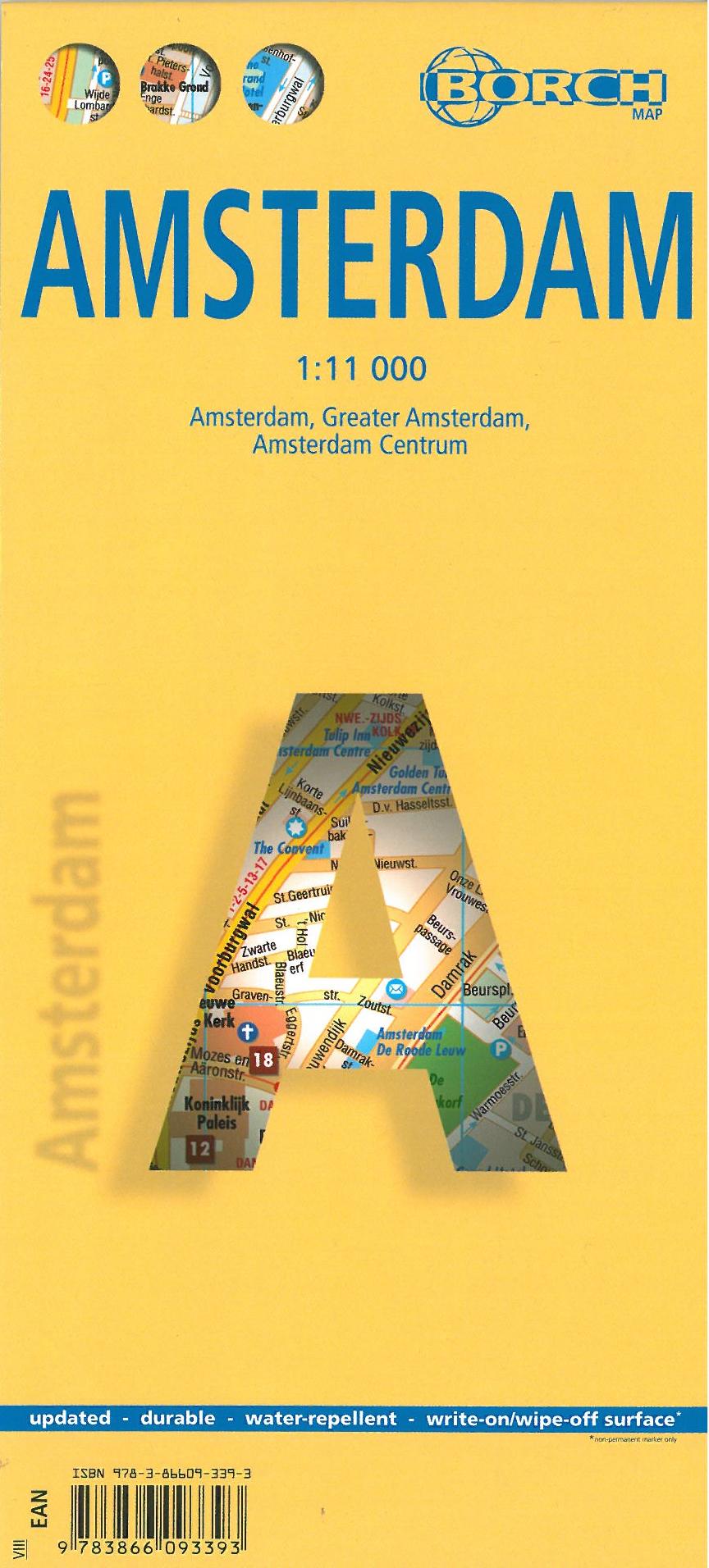Amsterdam, Borch City Map (lamineret)