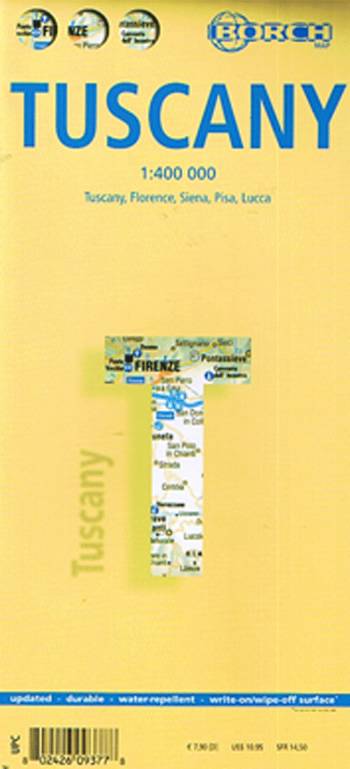 Tuscany - Toscana (lamineret), Borch Maps 1:400.000