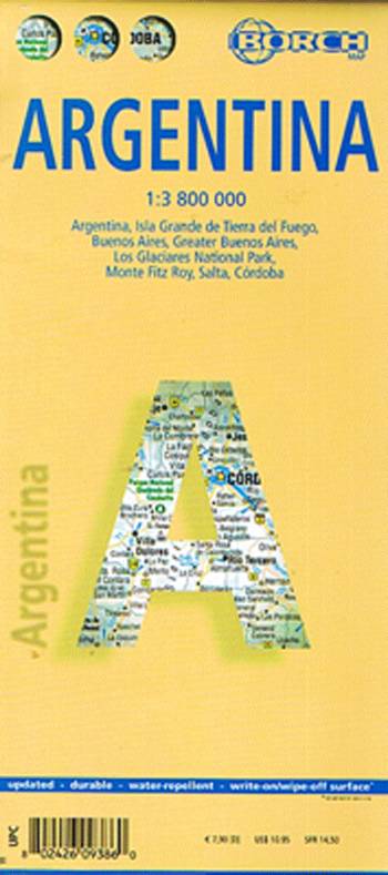 Argentina (lamineret), Borch Maps 1:3,8 mill.