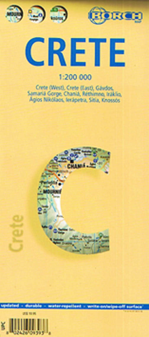 Crete (lamineret), Borch Maps 1:200.000