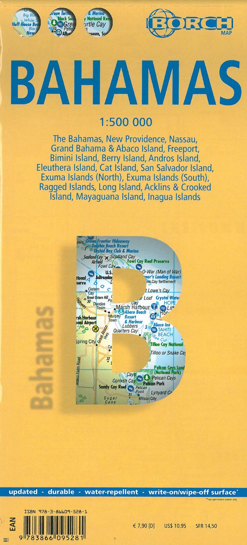 Bahamas (lamineret), Borch Map 1:500.000