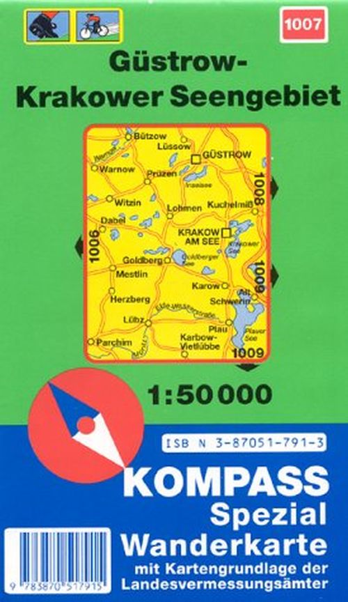 Güstrow-Krakower Seengebiet, Kompass Wanderkarte 1007 1:50 000