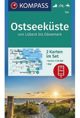 Ostseeküste von Lübeck bis Dänemark, Kompass Wander- und Fahrradkarte 724