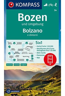 Bozen, Bolzano, Kompass Wander- Rad- & Skitouren 54