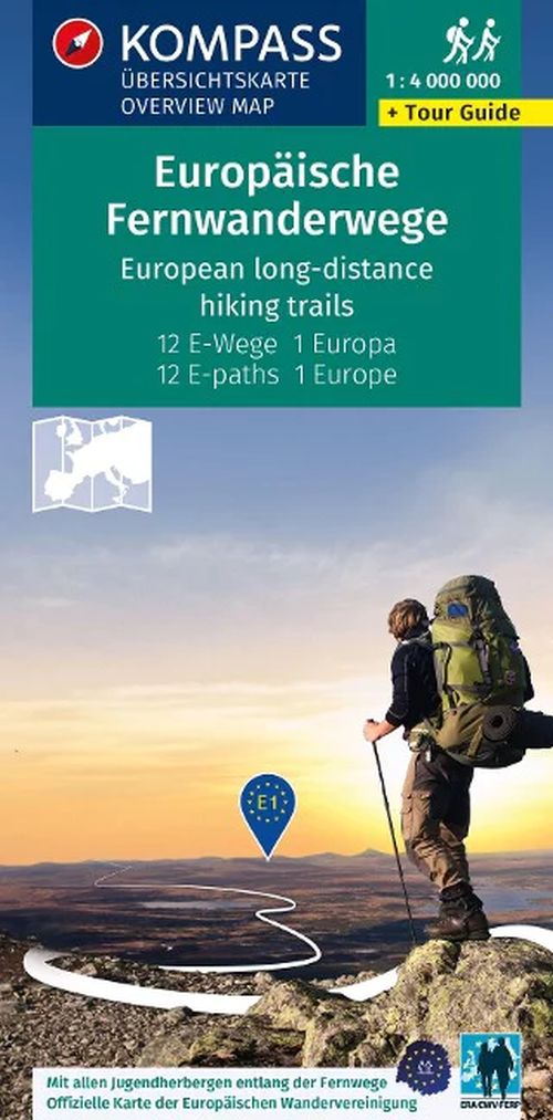 Europäische Fernwanderwege  - European Long-distance hiking trails, Kompass Overview Maps + Tour Guide 2562