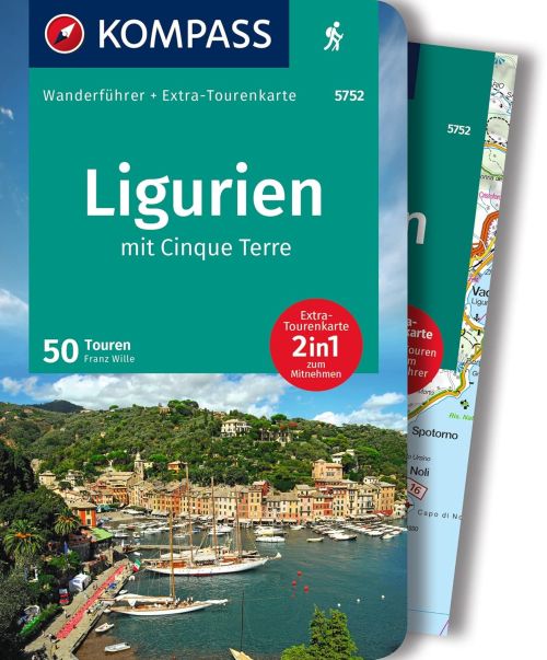 Ligurien mit Cinque Terre, Kompass Wanderführer + Extra-Tourenkarte 5752