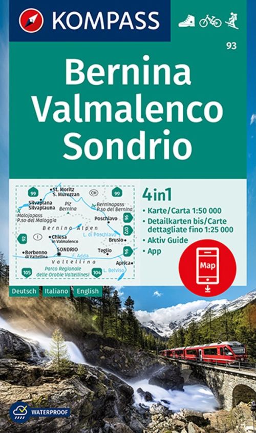 Bernina, Valmalenco, Sondrio, Kompass Wanderkarte 93